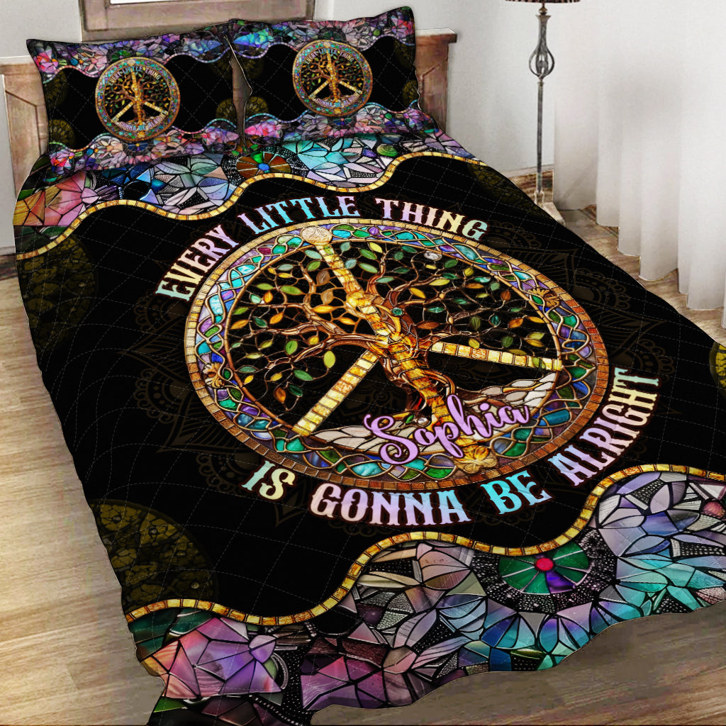 Every Little Thing Is Gonna Be Alright - Personalized Hippie Quilt Set
