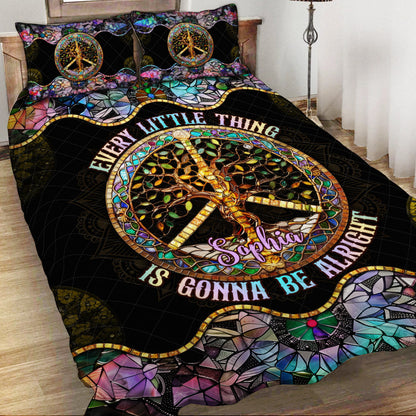 Every Little Thing Is Gonna Be Alright - Personalized Hippie Quilt Set