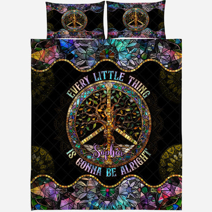 Every Little Thing Is Gonna Be Alright - Personalized Hippie Quilt Set