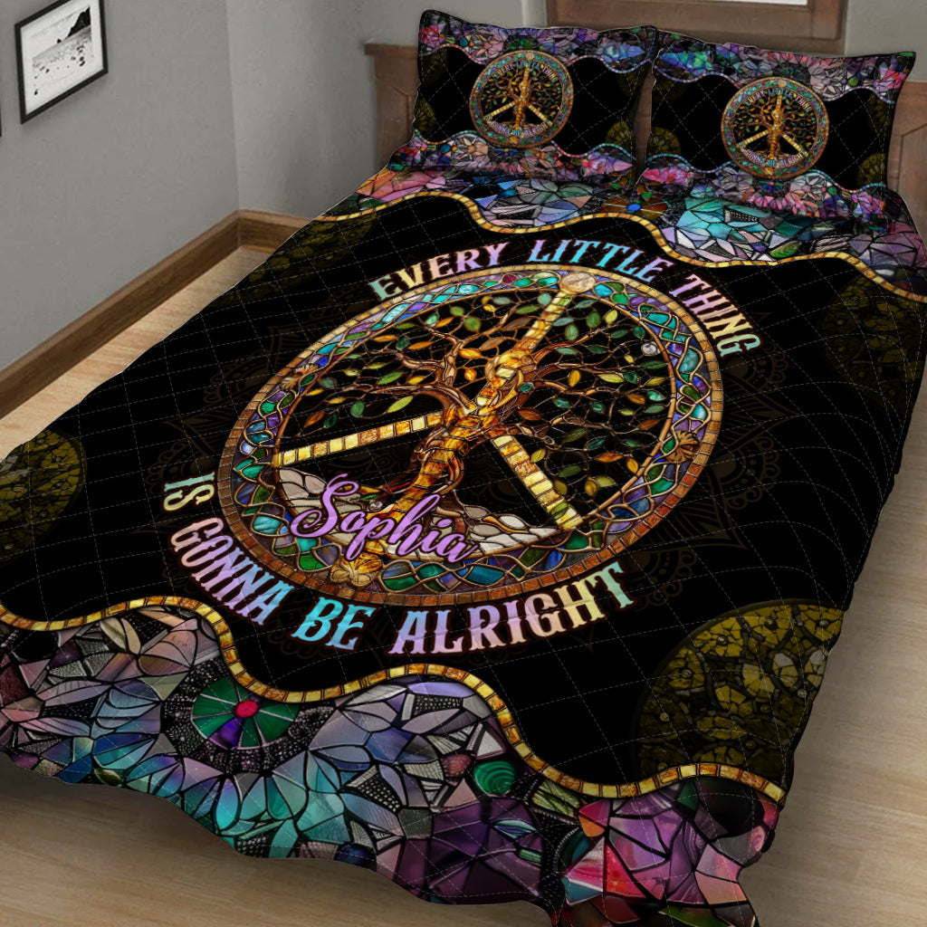 Every Little Thing Is Gonna Be Alright - Personalized Hippie Quilt Set