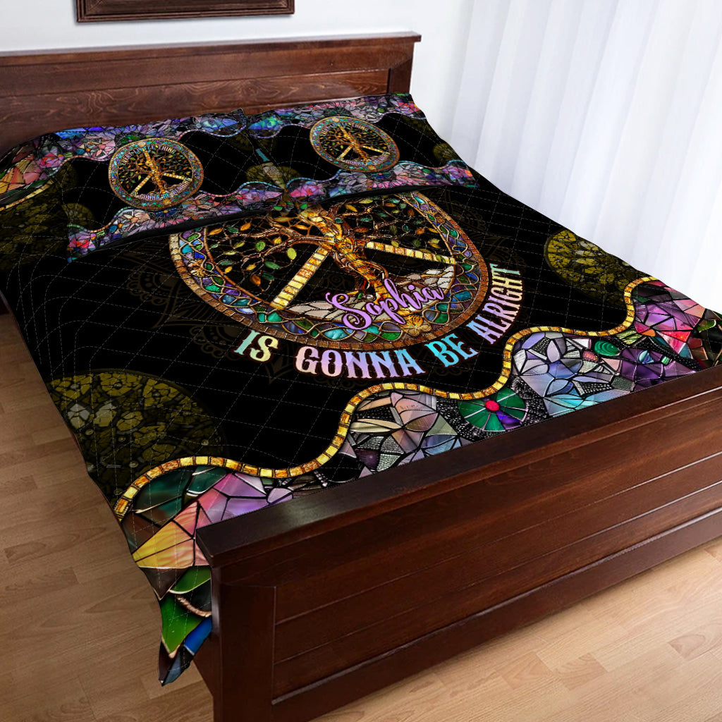 Every Little Thing Is Gonna Be Alright - Personalized Hippie Quilt Set
