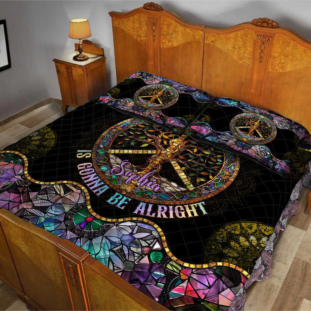 Every Little Thing Is Gonna Be Alright - Personalized Hippie Quilt Set