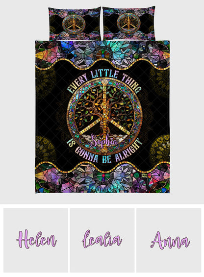 Every Little Thing Is Gonna Be Alright - Personalized Hippie Quilt Set