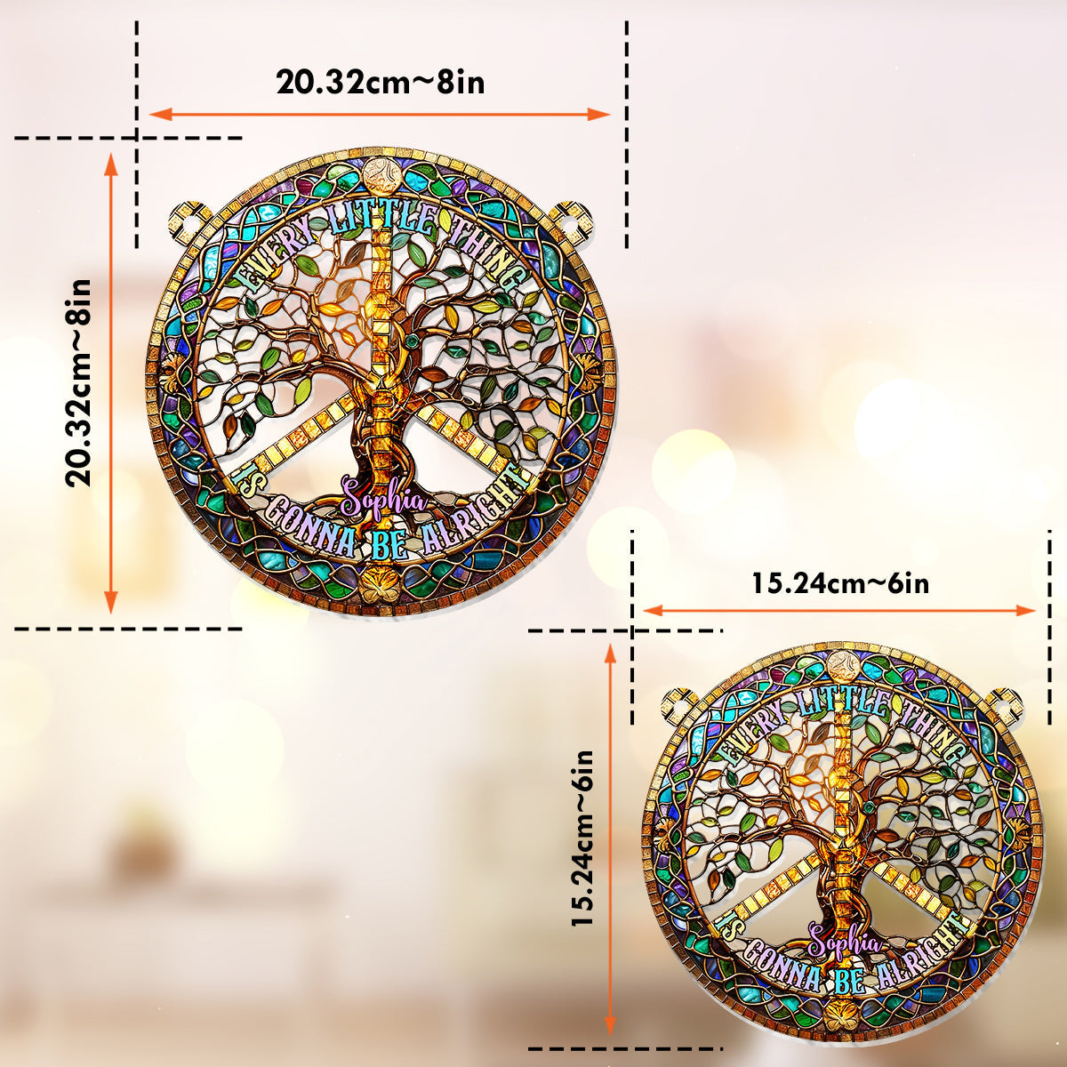 Every Little Thing Is Gonna Be Alright - Personalized Hippie Window Hanging Suncatcher Ornament