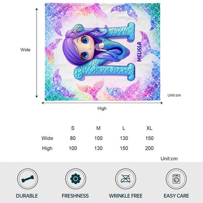 Adorable Mermaid Letter - Personalized Kid Blanket