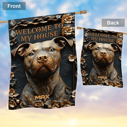 Strong Pitbull - Personalized Dog Garden Flag