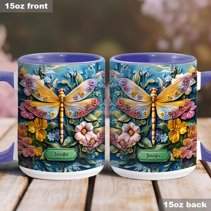 Beautiful Butterfly Bee Dragonfly Hummingbird - Personalized Butterfly Accent Mug