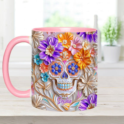 Floral Skull - Personalized Skull Accent Mug