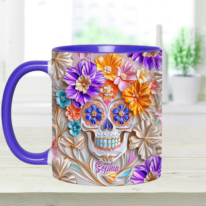 Floral Skull - Personalized Skull Accent Mug