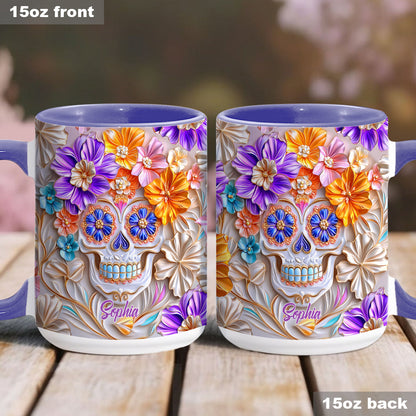 Floral Skull - Personalized Skull Accent Mug