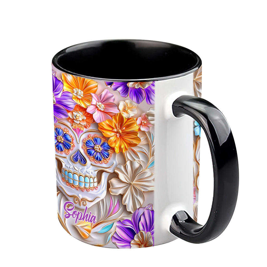 Floral Skull - Personalized Skull Accent Mug