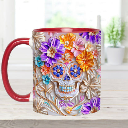 Floral Skull - Personalized Skull Accent Mug