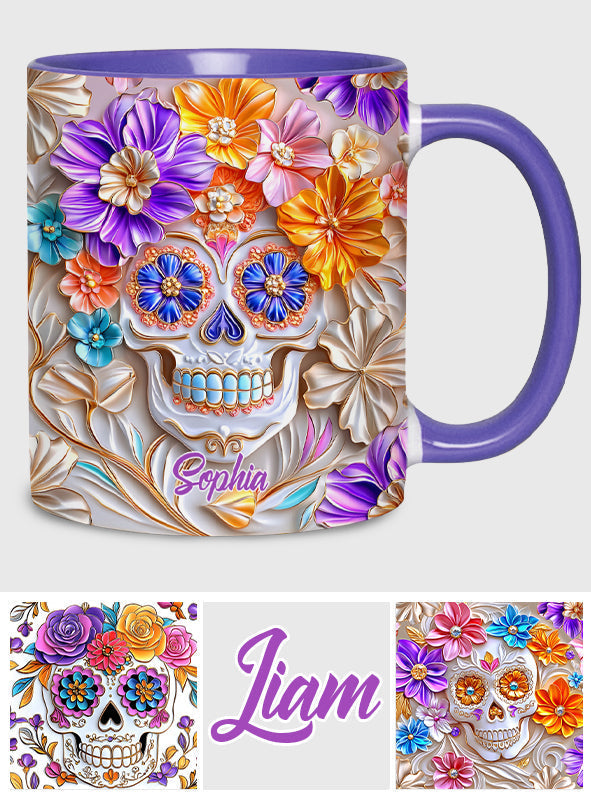 Floral Skull - Personalized Skull Accent Mug