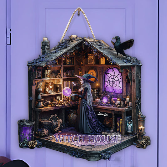 Mysterious Witch Room - Personalized Witch Custom Shaped Wood Sign