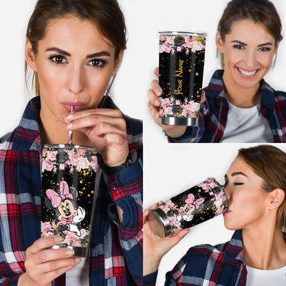 Black Pink Mouse Ears - Personalized Tumbler
