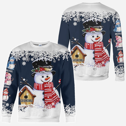 Grandma Snowman - Personalized Grandma All Over Shirt