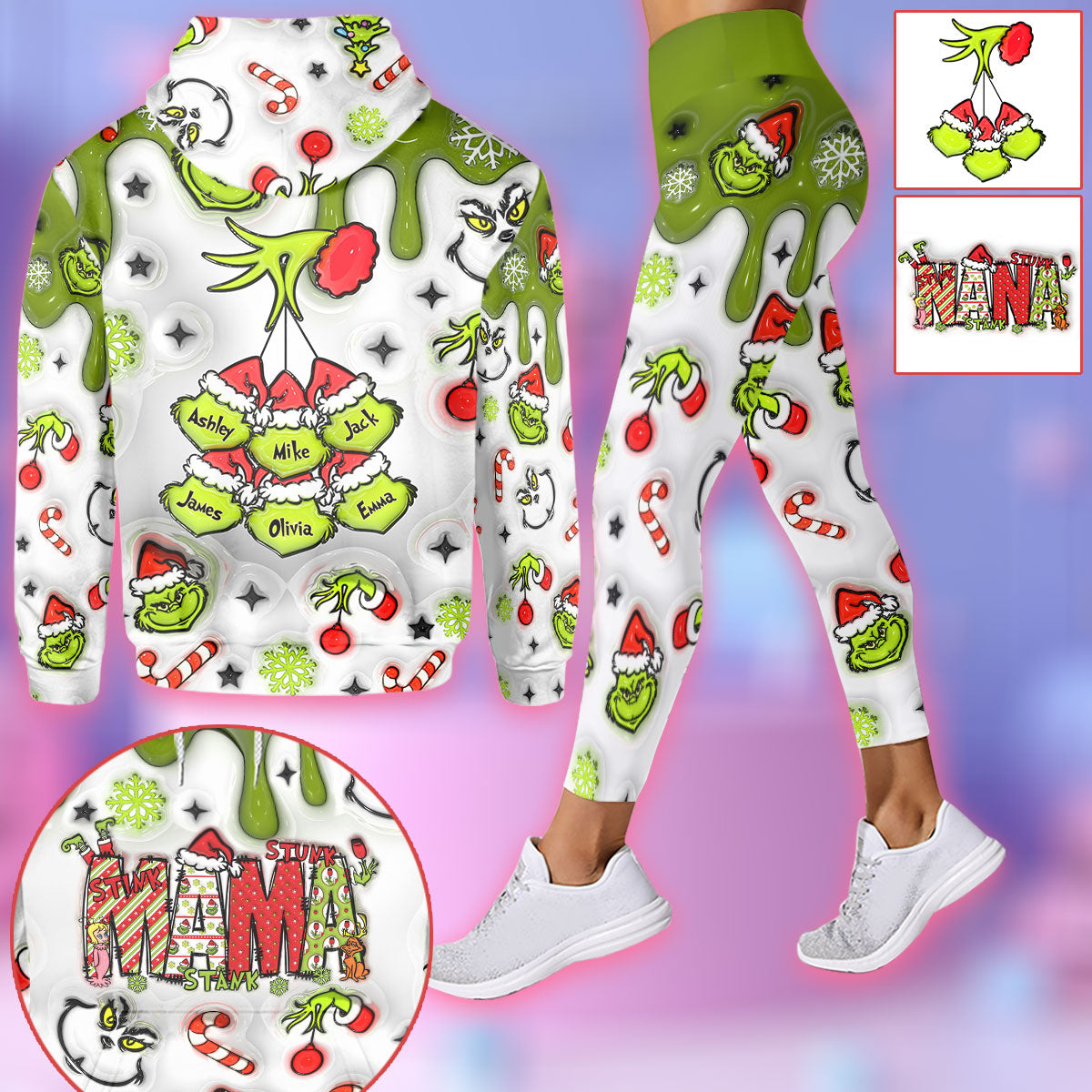 Mama Grinch - Personalized Mother Hoodie and Leggings