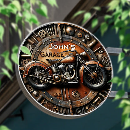 Awesome Biker - Personalized Biker Round Metal Sign