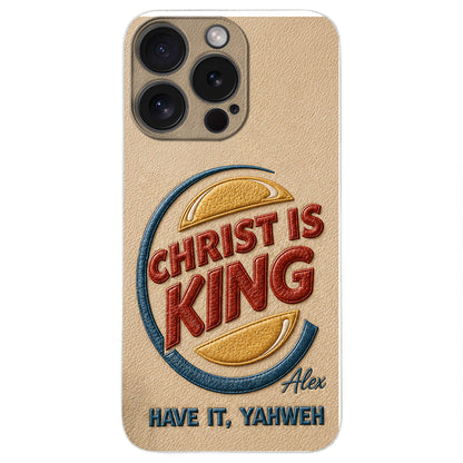 Christ Is King - Personalized Christian Classic Cap & Leather Phone Case