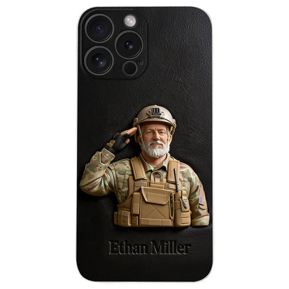 Custom Any Photo - Personalized Veteran Leather Phone Case