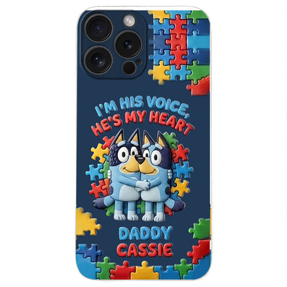 I'm His Voice - Personalized Autism Awareness 3D Embossed Leather Phone Case