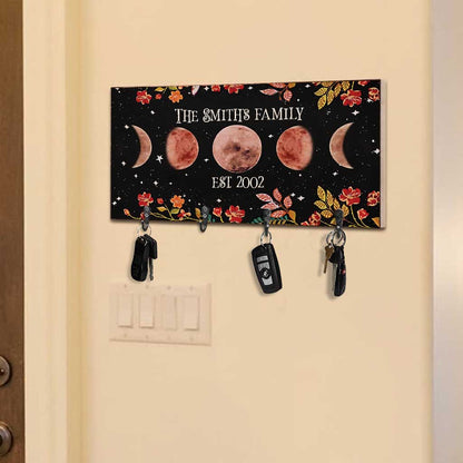 Moon Phase Floral - Personalized Witch Key Rack