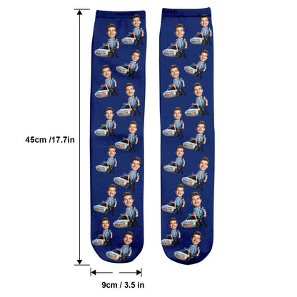Police Officer Cartoonized Photo - Personalized Police Officer Socks