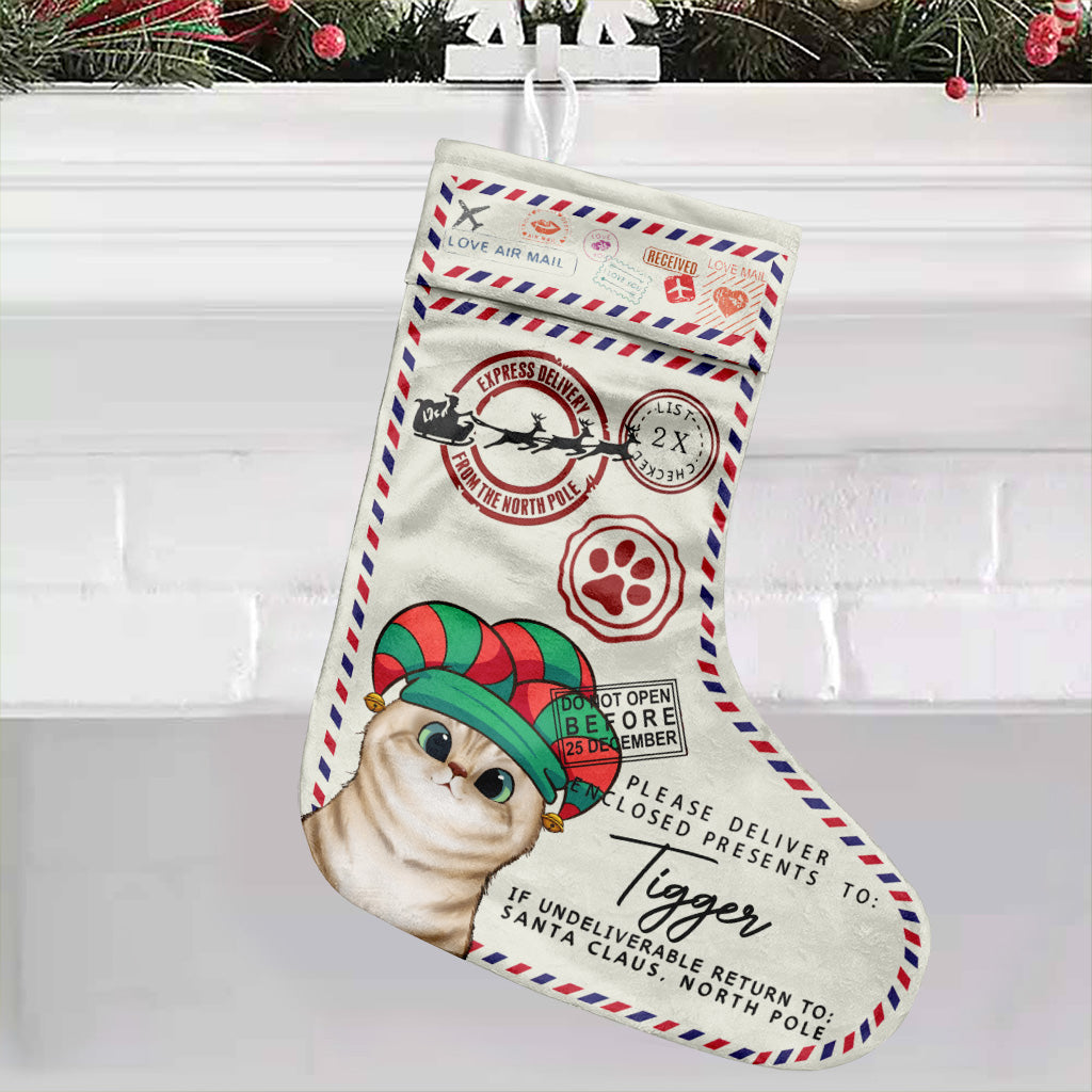 North Pole Express Santa Delivery - Personalized Cat Christmas Stockings