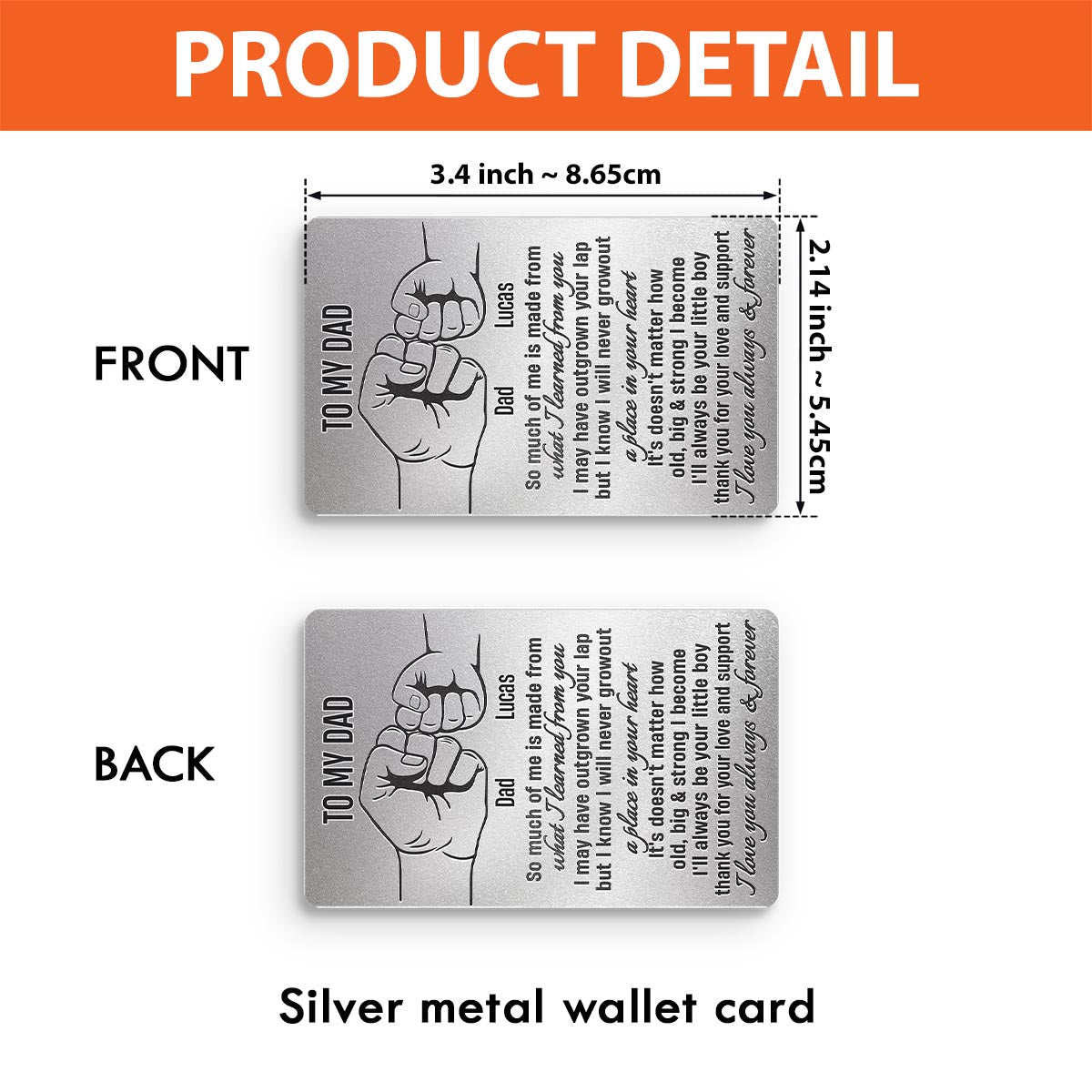 To My Dad - Personalized Father Wallet Insert Card