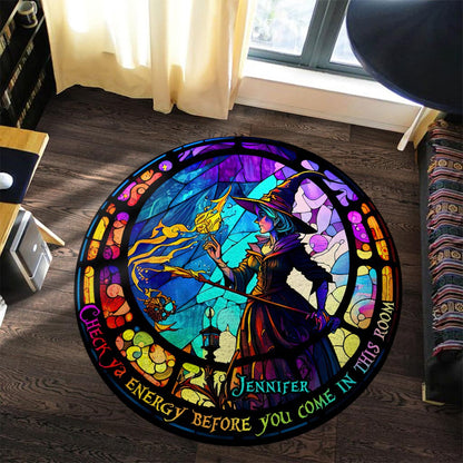 Check Ya Energy - Personalized Witch Round Rug