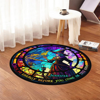 Check Ya Energy - Personalized Witch Round Rug