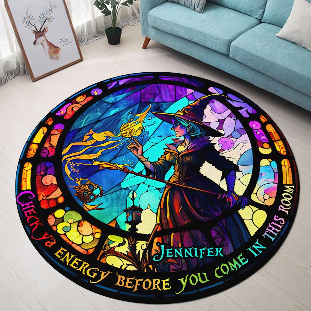 Check Ya Energy - Personalized Witch Round Rug