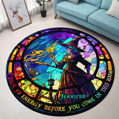 Check Ya Energy - Personalized Witch Round Rug