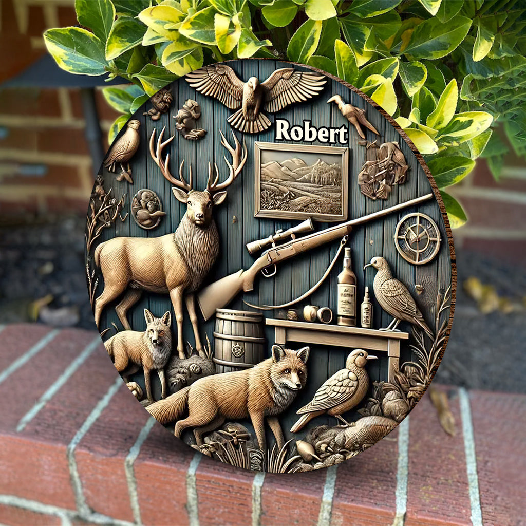 Best Hunter Ever - Personalized Hunting Round Wood Sign