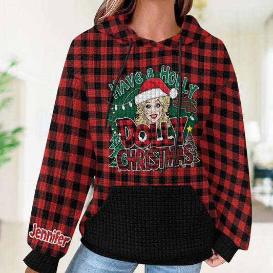 Have A Holly Dolly Christmas - Personalized Waffle Hoodie