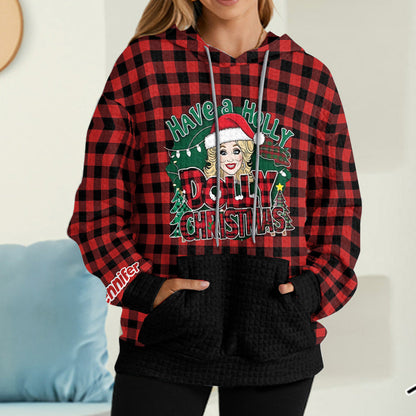 Have A Holly Dolly Christmas - Personalized Waffle Hoodie