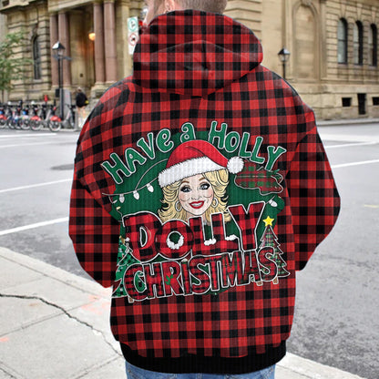 Have A Holly Dolly Christmas - Personalized Waffle Hoodie