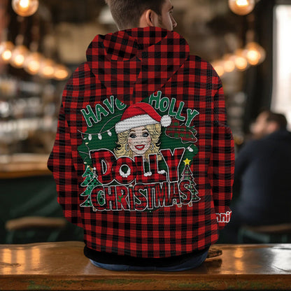 Have A Holly Dolly Christmas - Personalized Waffle Hoodie