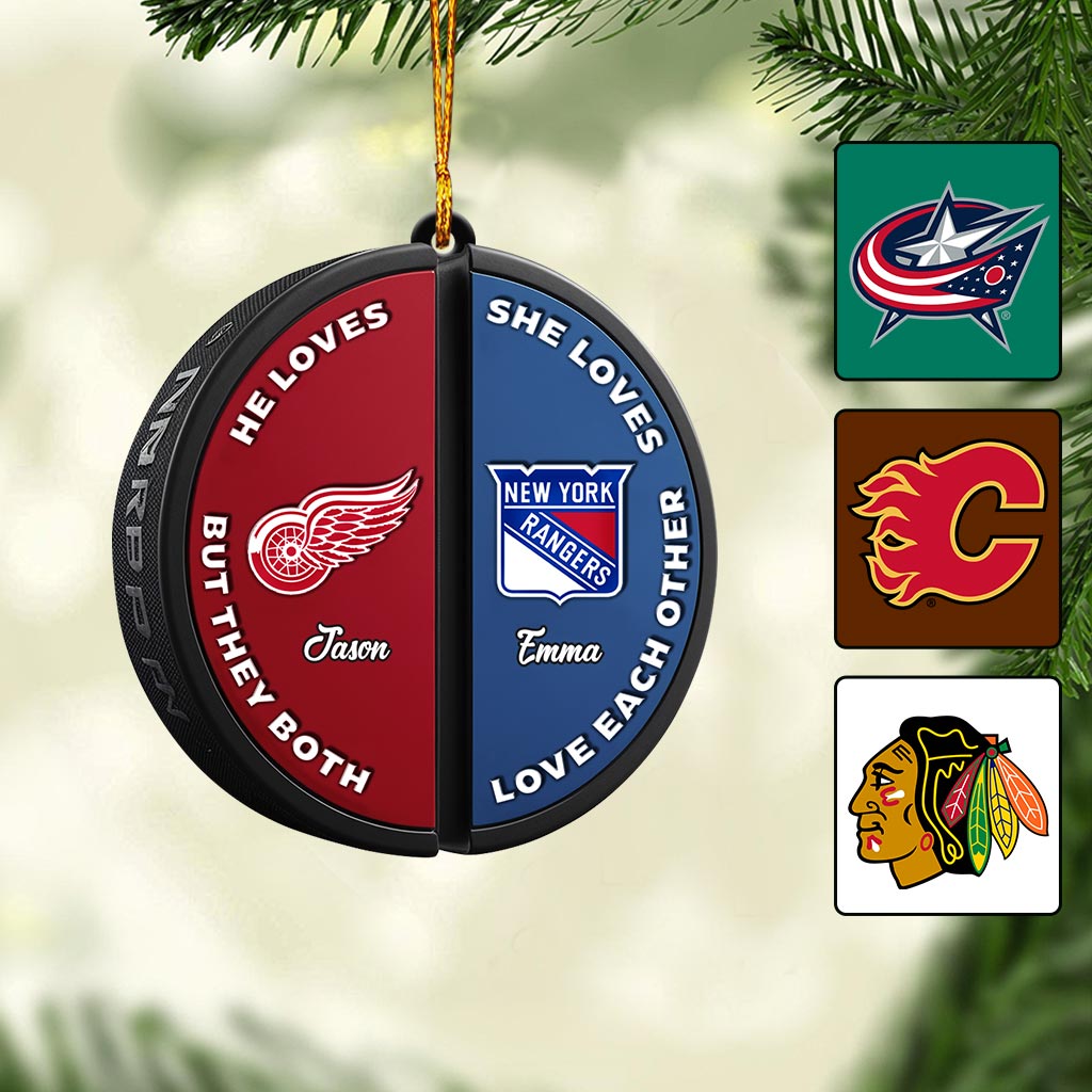 Couple Love Hockey - Personalized Hockey Ornament