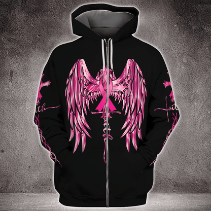 Faith Wings Cross Breast Cancer - Breast Cancer Awareness All Over T-shirt and Hoodie 0822