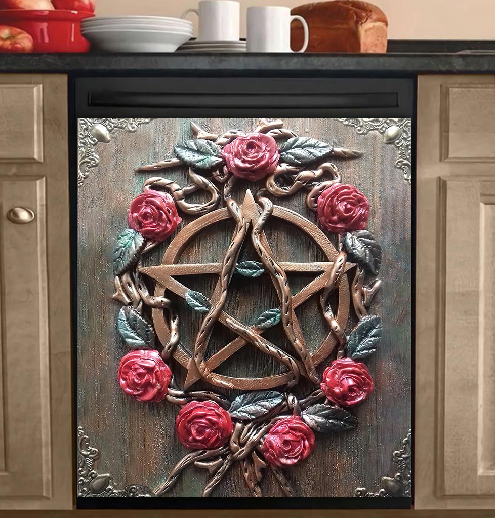 Mystic House Rose Pentacle - Witch Dishwasher Cover