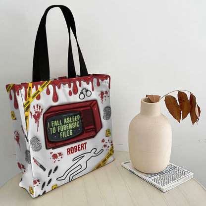 I Fall Asleep For Forensic Files - Personalized All-Over Print Canvas Tote Bag