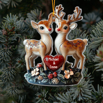Loving Reindeer - Personalized Couple Ornament