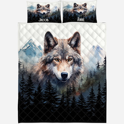 Strong Wolf - Personalized Wolf Quilt Set