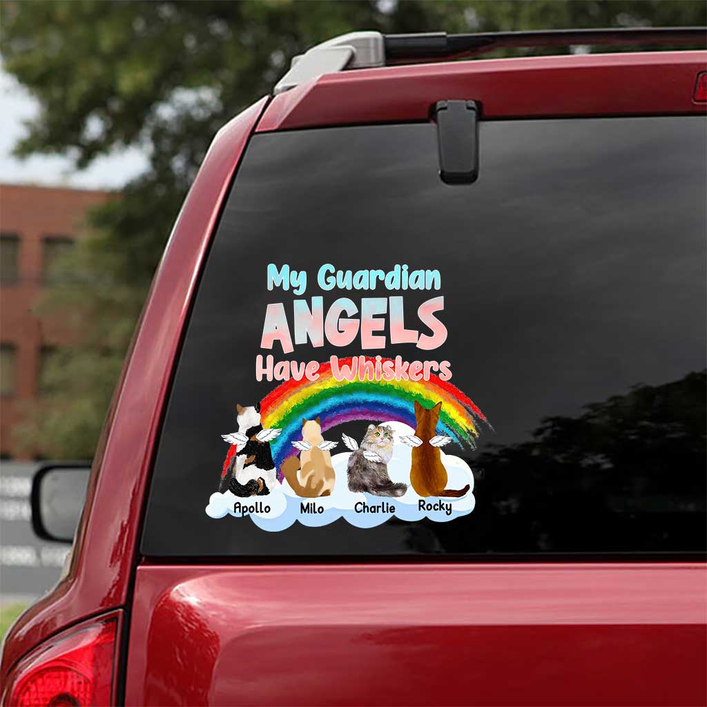 My Guardian Angels Have Whiskers - Personalized Cat Decal Full