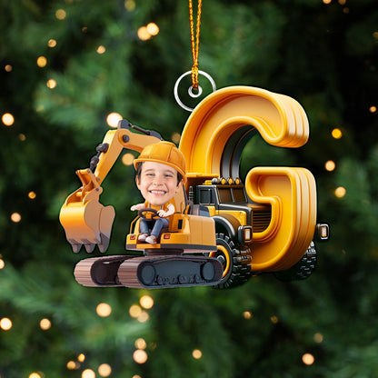 Construction Vehicle Alphabet Letters - Personalized Kid Custom Shaped Ornament