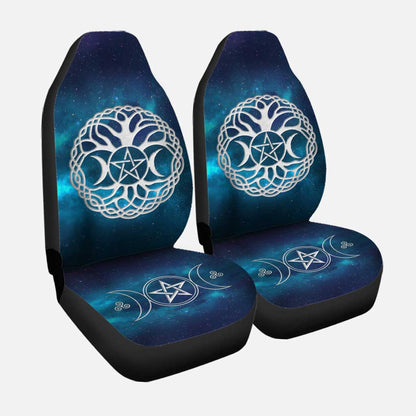 Celtic Wicca Wicca Tripple Moon Tree Of Life And Pentacle-  Witch Seat Covers 0822