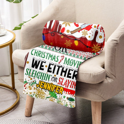Slayin or Sleighin - Personalized Blanket