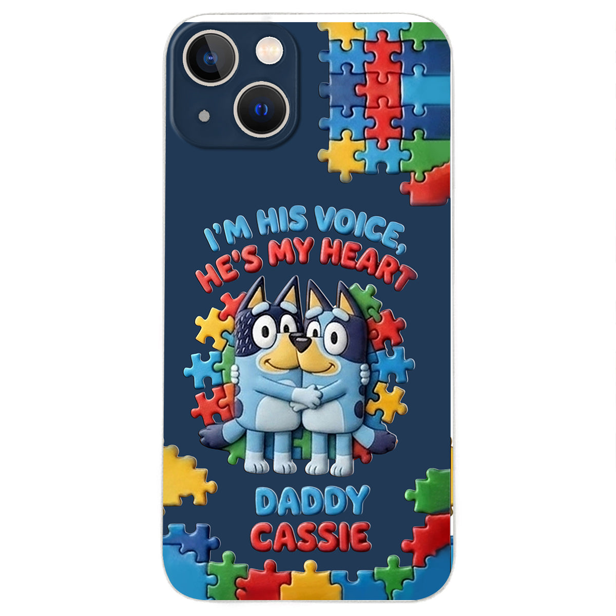 I'm His Voice - Personalized Autism Awareness 3D Embossed Leather Phone Case
