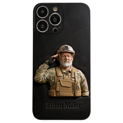 Custom Any Photo - Personalized Veteran Leather Phone Case
